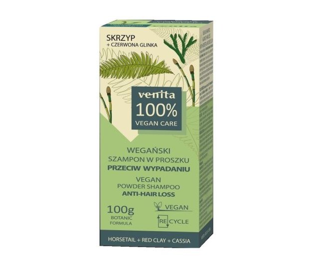 Sampon pudra cu extract de coada calului, argila si cassia pentru combaterea caderii parului Venita, 100 g