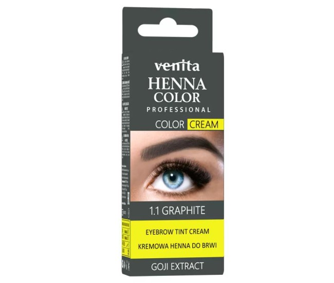 Crema henna cu extract de goji pentru vopsirea sprancenelor cu efect de lifting Venita 1.1, gri