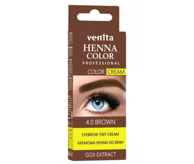 Crema henna cu extract de goji pentru vopsirea sprancenelor cu efect de lifting Venita 4.0, maro