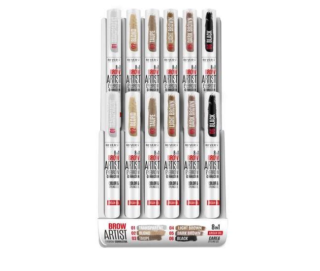 Set 12 bucati Gel styling corector sprancene 8 in 1 Brow Artist Revers, 7 ml