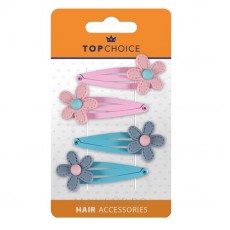 Set 4 agrafe de par metalice, decorate cu flori Top Choice 26744