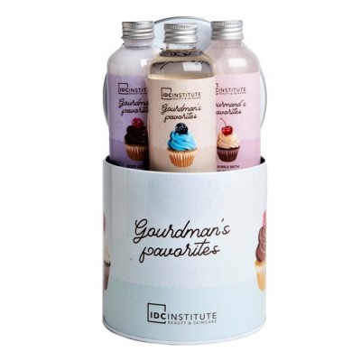 Set gel dus, lotiune corp, spuma baie Gourmand's Favourites Tin Box, IDC Institute 42523, 600 ml