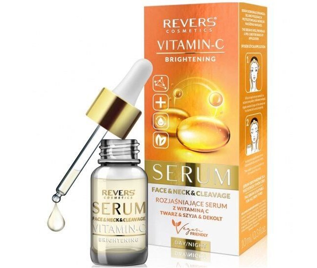 Ser iluminator pentru fata, gat si decolteu, cu Vitamina C si Mango, Revers, 10ml