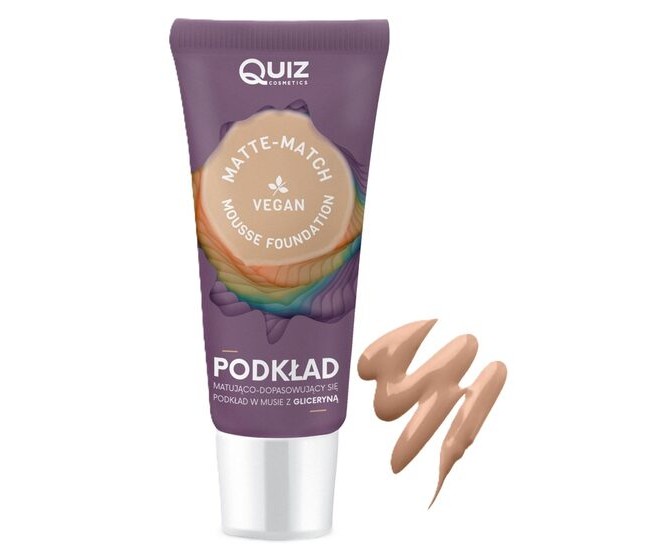 Fond de ten spuma Matte-Match Mousse Beige, Quiz Cosmetics nr 02, cu adaptare la nuanta tenului, 30ml