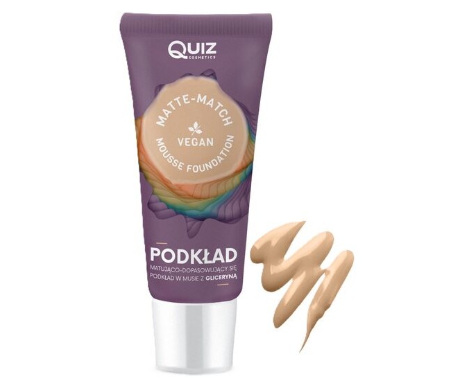 Fond de ten spuma Matte-Match Mousse Natural, Quiz Cosmetics nr 01, cu adaptare la nuanta tenului, 30ml