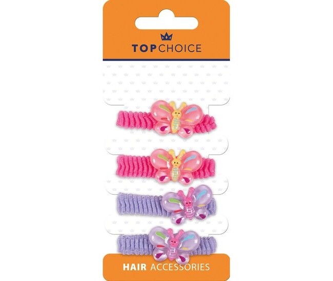 Set 4 elastice de par cu fluturasi Top Choice 25747