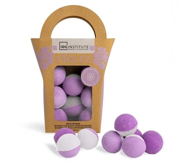 Set 8 bile efervescente de baie Violet, IDC Institute 99021, 8 x 15g