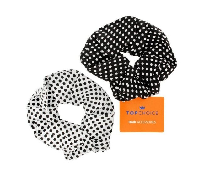 Set doua elastice de par Top Choice 23859, Black & White Dots