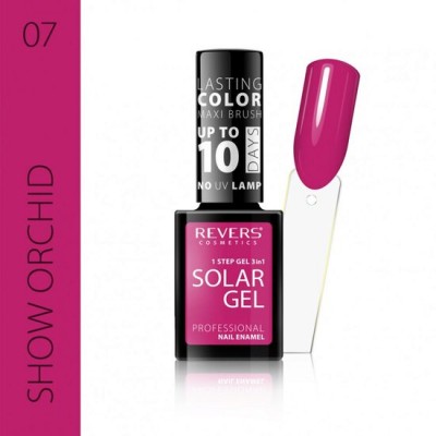 Lac de unghii Solar Gel, Revers, 12 ml, roz, nr 07, show orchid