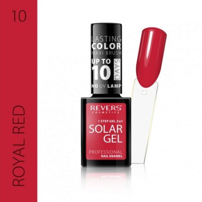 Lac de unghii Solar Gel, Revers, 12 ml, rosu, nr 10, royal red