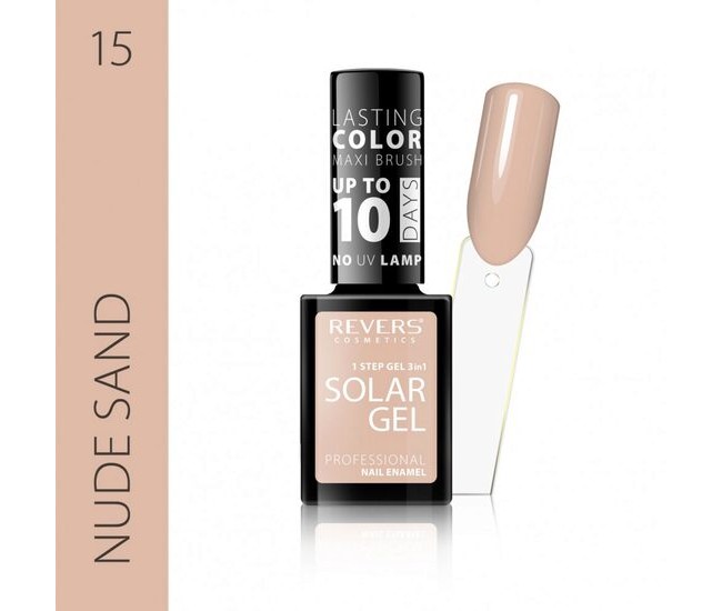 Lac de unghii Solar Gel, Revers, 12 ml, nude, nr 15, nude sand