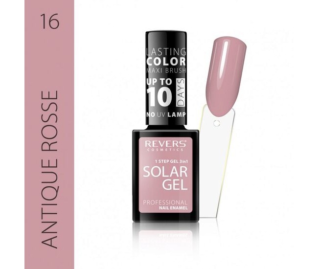 Lac de unghii Solar Gel, Revers, 12 ml, nude, nr 16, antique rosse