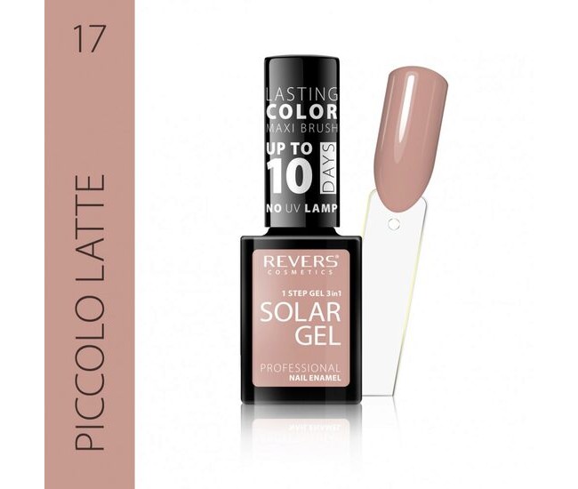 Lac de unghii Solar Gel, Revers, 12 ml, nude, nr 17, piccolo latte