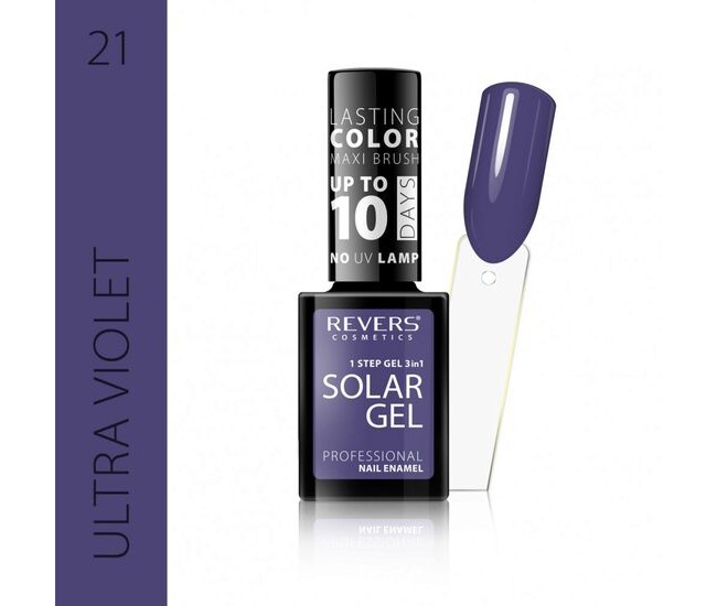 Lac de unghii Solar Gel, Revers, 12 ml, mov , nr 21, ultra violet