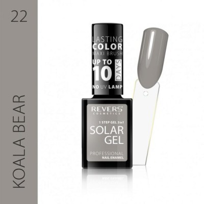 Lac de unghii Solar Gel, Revers, 12 ml, gri, nr 22, koala bear