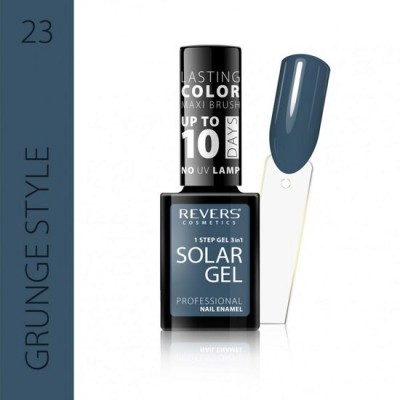 Lac de unghii Solar Gel, Revers, 12 ml, albastru, nr 23, grunge style