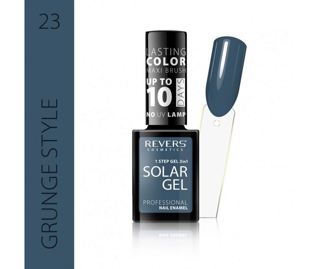 Lac de unghii Solar Gel, Revers, 12 ml, albastru, nr 23, grunge style