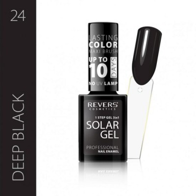 Lac de unghii Solar Gel, Revers, 12 ml, deep black, negru