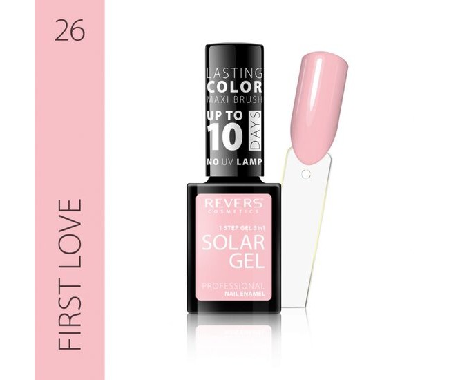 Lac de unghii Solar Gel, Revers, 12 ml, roz, nr 26, first love