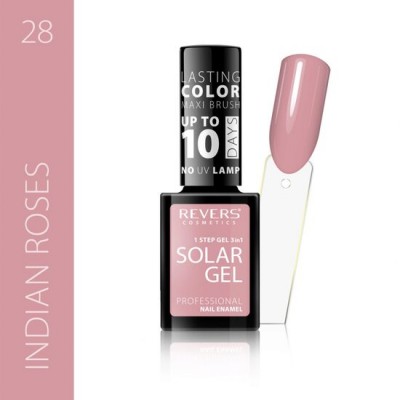 Lac de unghii Solar Gel, Revers, 12 ml, nude, nr 28, indian roses