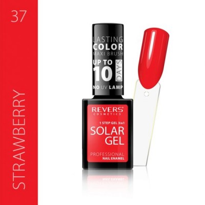 Lac de unghii Solar Gel, Revers, 12 ml, rosu, nr 37, strawberry