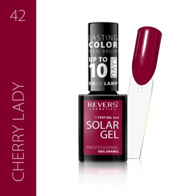 Lac de unghii Solar Gel, Revers, 12 ml, rosu inchis, nr 42, cherry lady