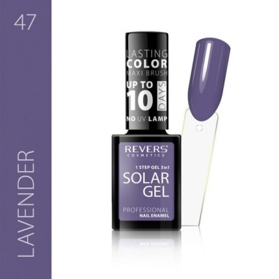 Lac de unghii Solar Gel, Revers, 12 ml, mov , nr 47, lavander