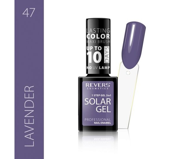 Lac de unghii Solar Gel, Revers, 12 ml, mov , nr 47, lavander