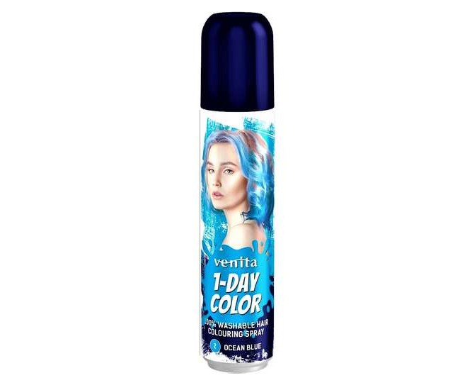 Spray colorant pentru par, fixativ, Venita, 1-Day Color, nr 02, Albastru deschis