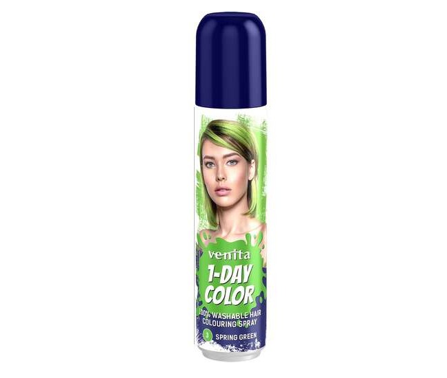 Spray colorant pentru par, fixativ, Venita, 1-Day Color, nr 03, Verde Intens