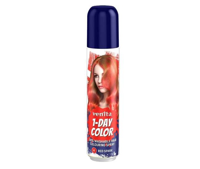 Spray colorant pentru par, fixativ, Venita, 1-Day Color, nr 04, Rosu