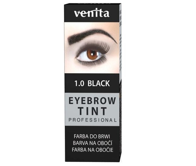 Vopsea de sprancene Professional, Pulbere Henna, Negru, 1.0, Venita, 5gr + 5gr