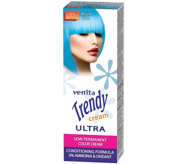 Vopsea de par semipermanenta, Trendy Cream Ultra, Venita, Nr. 35, Azure blue