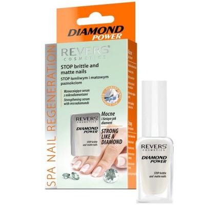 Top coat pentru lac de unghii Diamond Power, Revers, ser pentru intarire cu micro diamante, 10ml