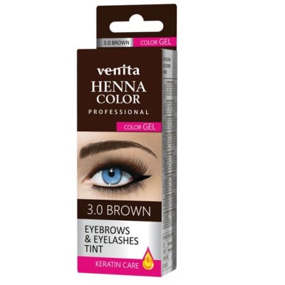 Vopsea de gene si sprancene  Henna Color Gel, Maro Inchis, 3.0, Venita, 15ml