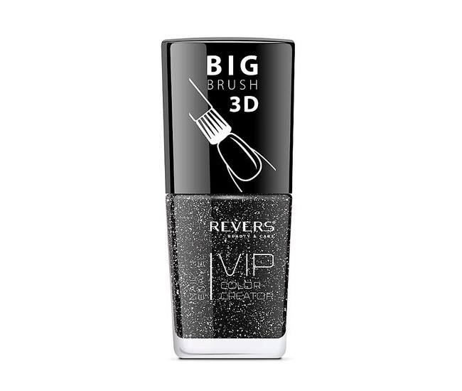 Lac de unghii Vip, 3D, Revers, negru, 12 ml, Nr 122 - sidefat, cu particule