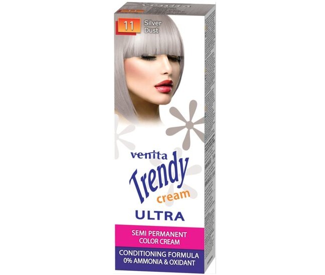 Vopsea de par semipermanenta, Trendy Cream Ultra, Venita, Nr. 11, Silver dust
