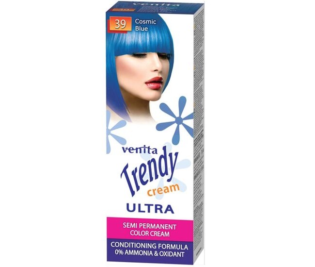 Vopsea de par semipermanenta, Trendy Cream Ultra, Venita, Nr. 39, Cosmic blue  