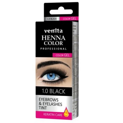 Vopsea de gene si sprancene Henna Color Gel, Negru, 1.0, Venita, 15ml