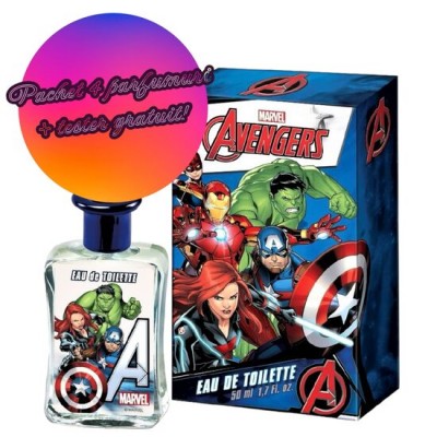 Set 4 x Apa de toaleta pentru baieti Avengers 2562, 50 ml + Tester GRATUIT