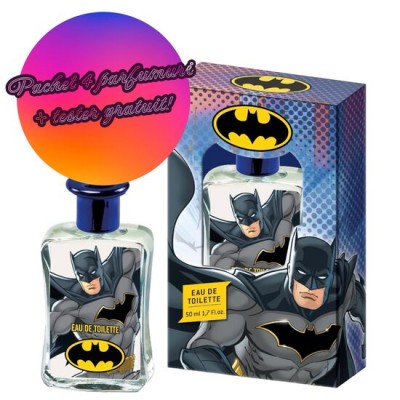 Set 4 x Apa de toaleta, Batman, baieti, 50ml + Tester Gratuit