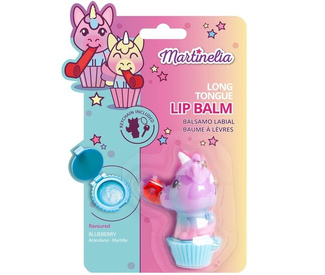 Balsam de buze cu aroma de capsuni Unicorn Tongue, pentru copii, Martinelia, 79001BLA