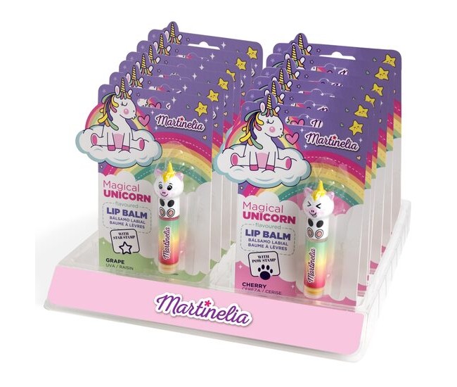 Set 12 Balsamuri de buze cu stampila Magical Unicorn, Martinelia, 79003, 1,8g