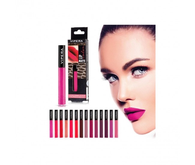 Ruj lichid mat, rezistent la transfer, Lip Matte Color, Vipera, Nr. 609, Diva, rosu inchis