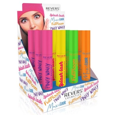 Set 12 bucati mascara Joyful Colors Mascaras, Revers, negru, 4 modele