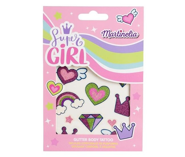 Tatuaje temporare cu glitter Super Girl, Martinelia, 68022