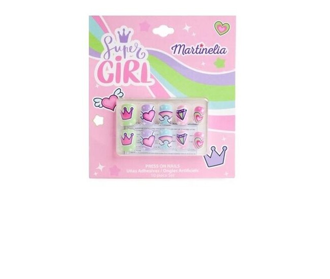 Set 10 unghii false Unicorn Nails, cu adeziv Press-On, pentru fetite, Martinelia 62500