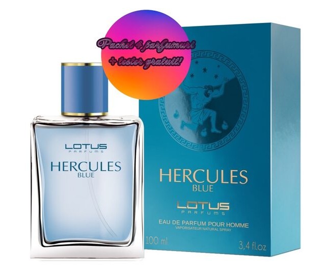 Set 4 Apa de parfum Hercules Blue, Revers, pentru barbati, 100 ml + Tester 100 ml GRATUIT