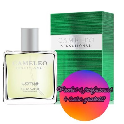 Set 4 Apa de parfum Cameleo Sensational, Revers, Barbati, 100ml + Tester 100 ml GRATUIT