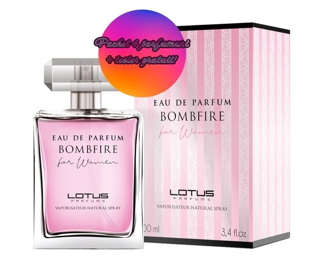 Set 4 Apa de parfum Bombfire, Revers, pentru femei, 100 ml + Tester 100 ml GRATUIT